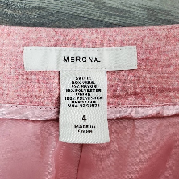 Merona Women Midi Wool Blend A-Line Pink Skirt Sz 4 Quiet Luxury Light Academia - Picture 7 of 8